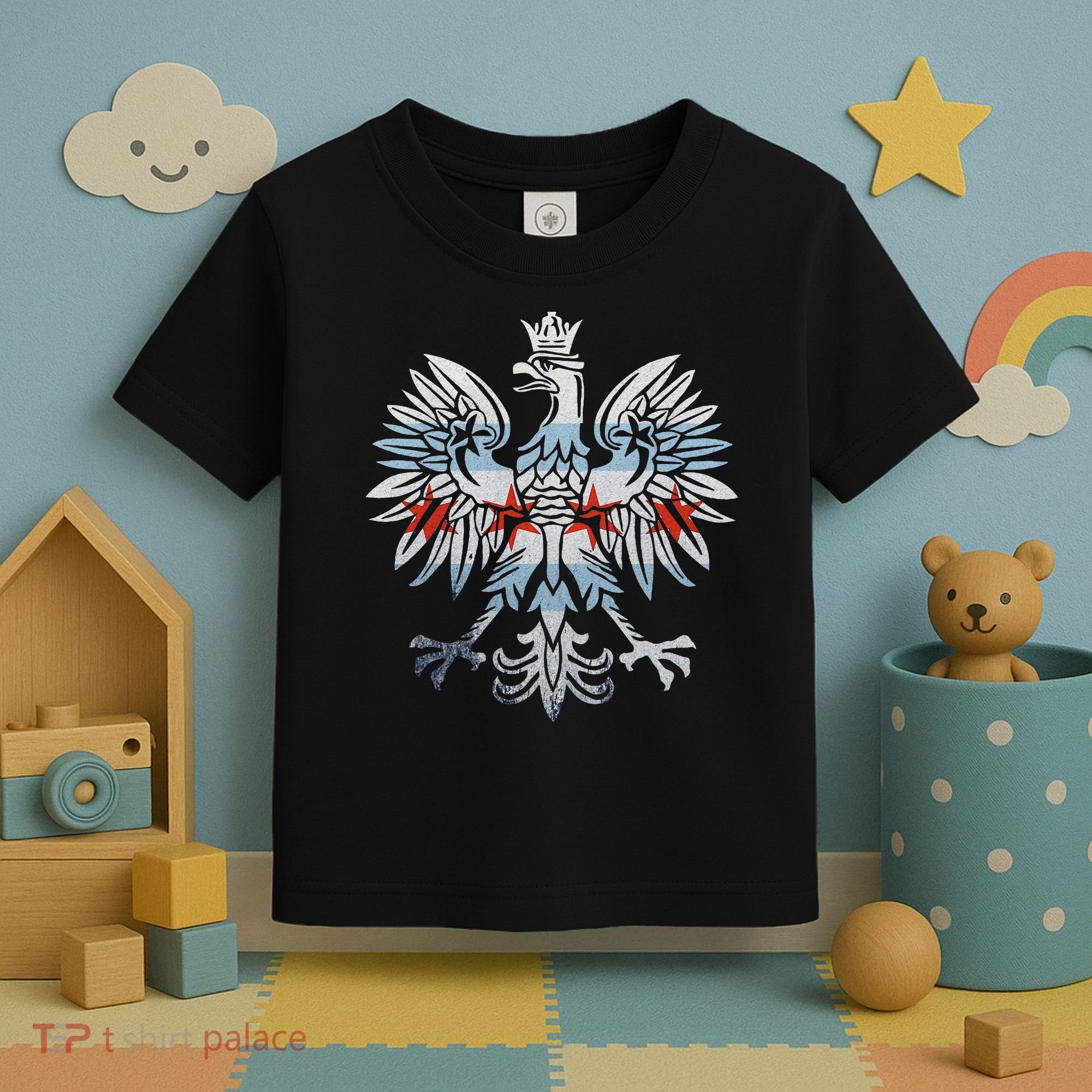 Cool Chicago Flag Polish Eagle Funny Illinois Emblem Toddler T-Shirt
