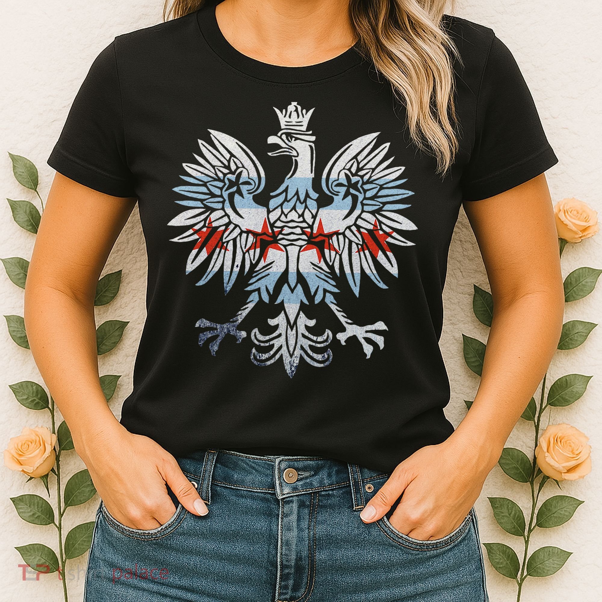 Cool Chicago Flag Polish Eagle Funny Illinois Emblem Women's T-Shirt