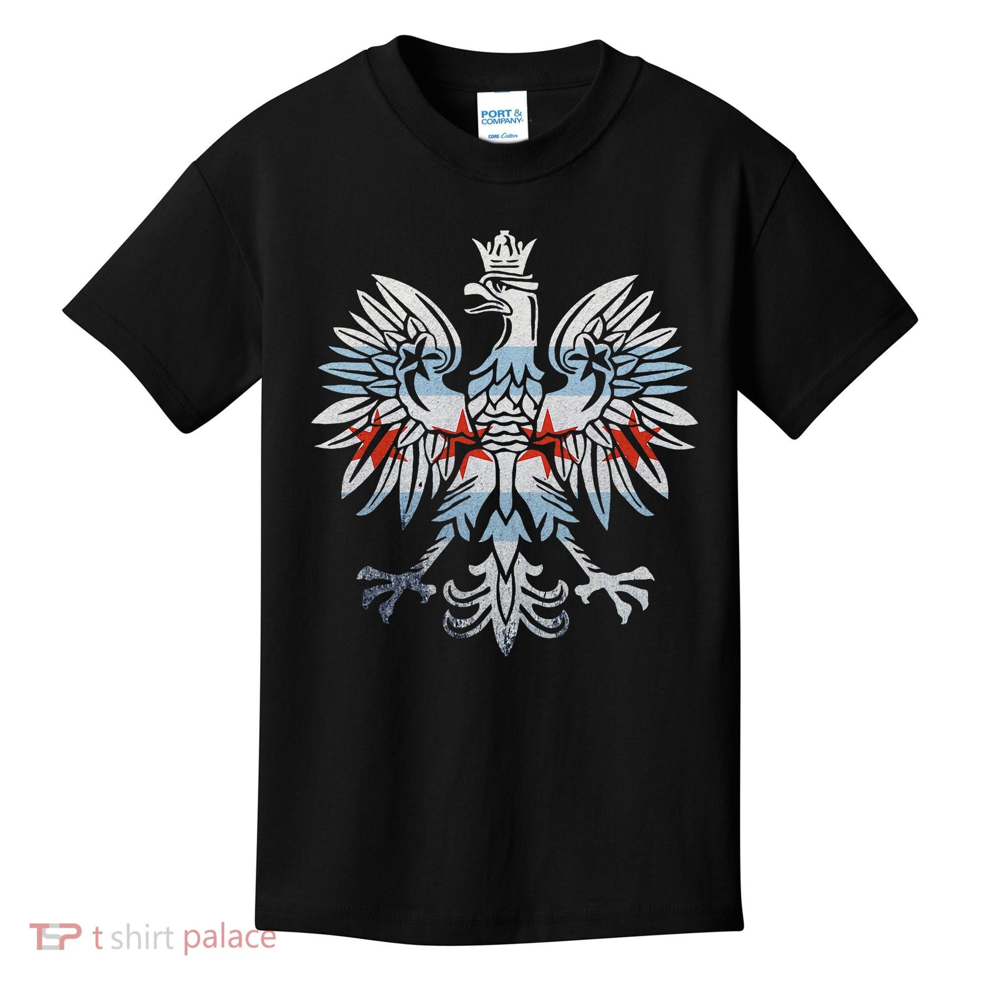 Cool Chicago Flag Polish Eagle Funny Illinois Emblem Kids T-Shirt