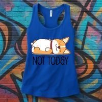 Cute Corgi Gift Funny Dog Lover Not Today Lazy Animal Gift Women's Tank Top thumb 3