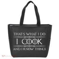 Chef & Cook Gifts I Cook & I Know Things Funny Cooking Tote Bag thumb 0