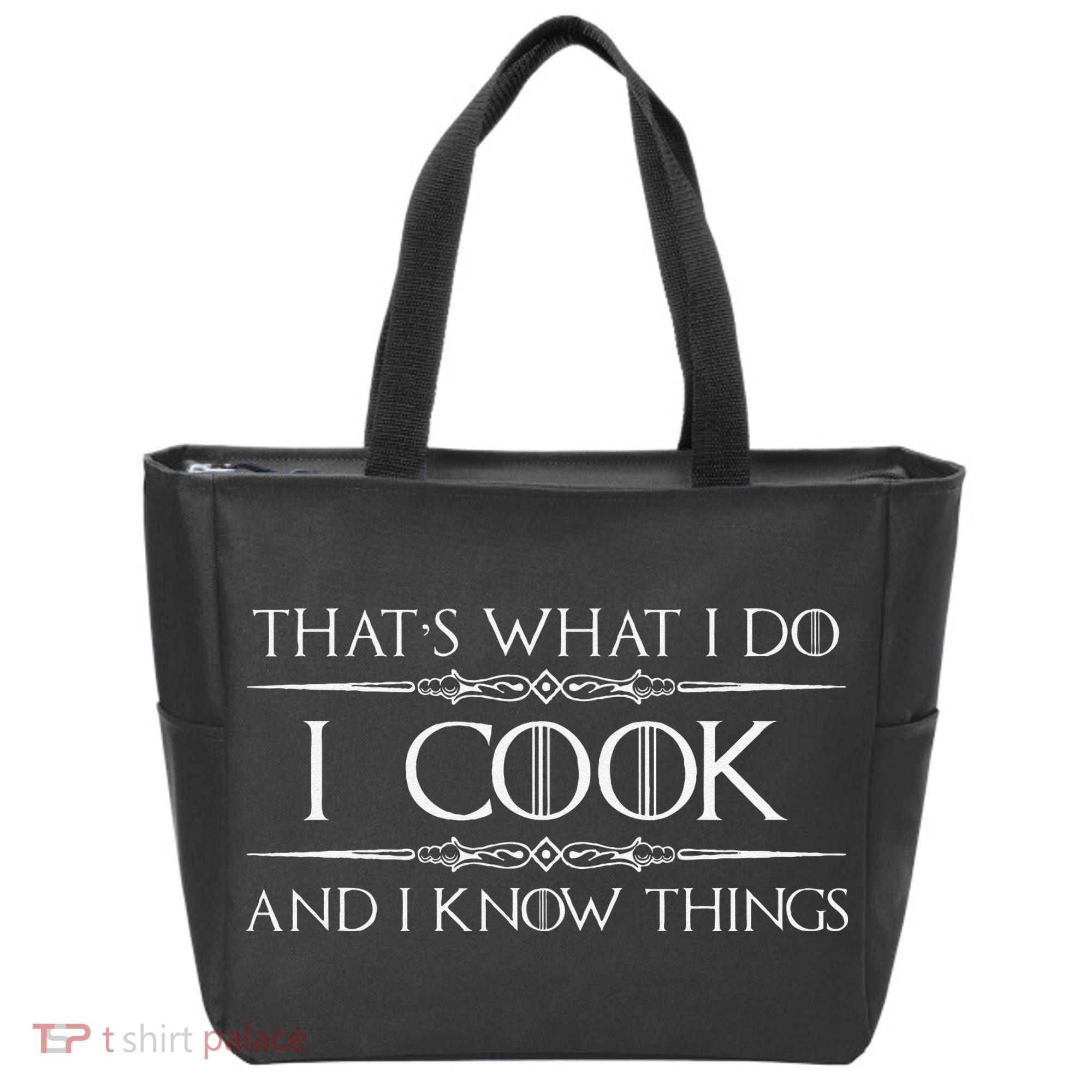 Chef & Cook Gifts I Cook & I Know Things Funny Cooking Tote Bag