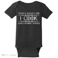 Chef & Cook Gifts I Cook & I Know Things Funny Cooking TShirt Baby Bodysuit thumb 0