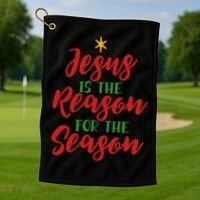 Christian Christmas Gift Jesus Is The Reason For The Season Gift Golf Towel thumb 1