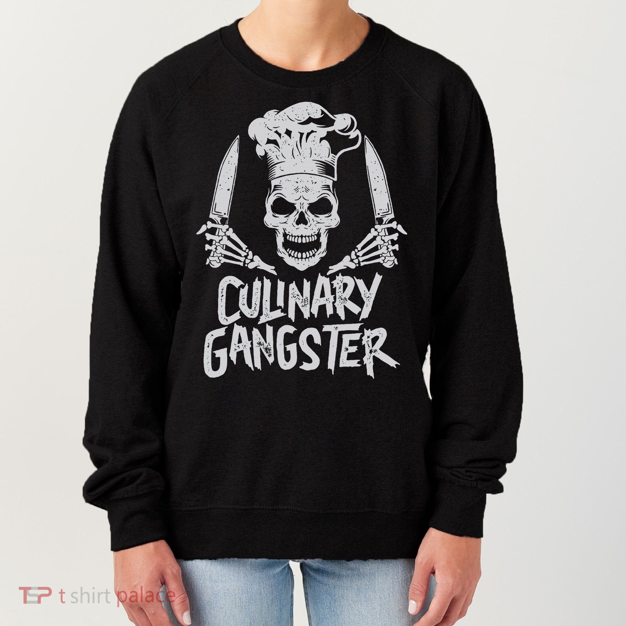 Chef Culinary Gangster Cook Skull Cooking Knife Women's Sweatshirt