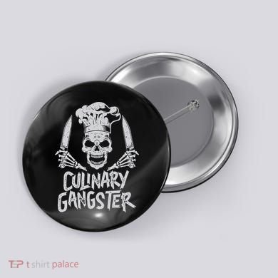 Chef Culinary Gangster Cook Skull Cooking Knife Button