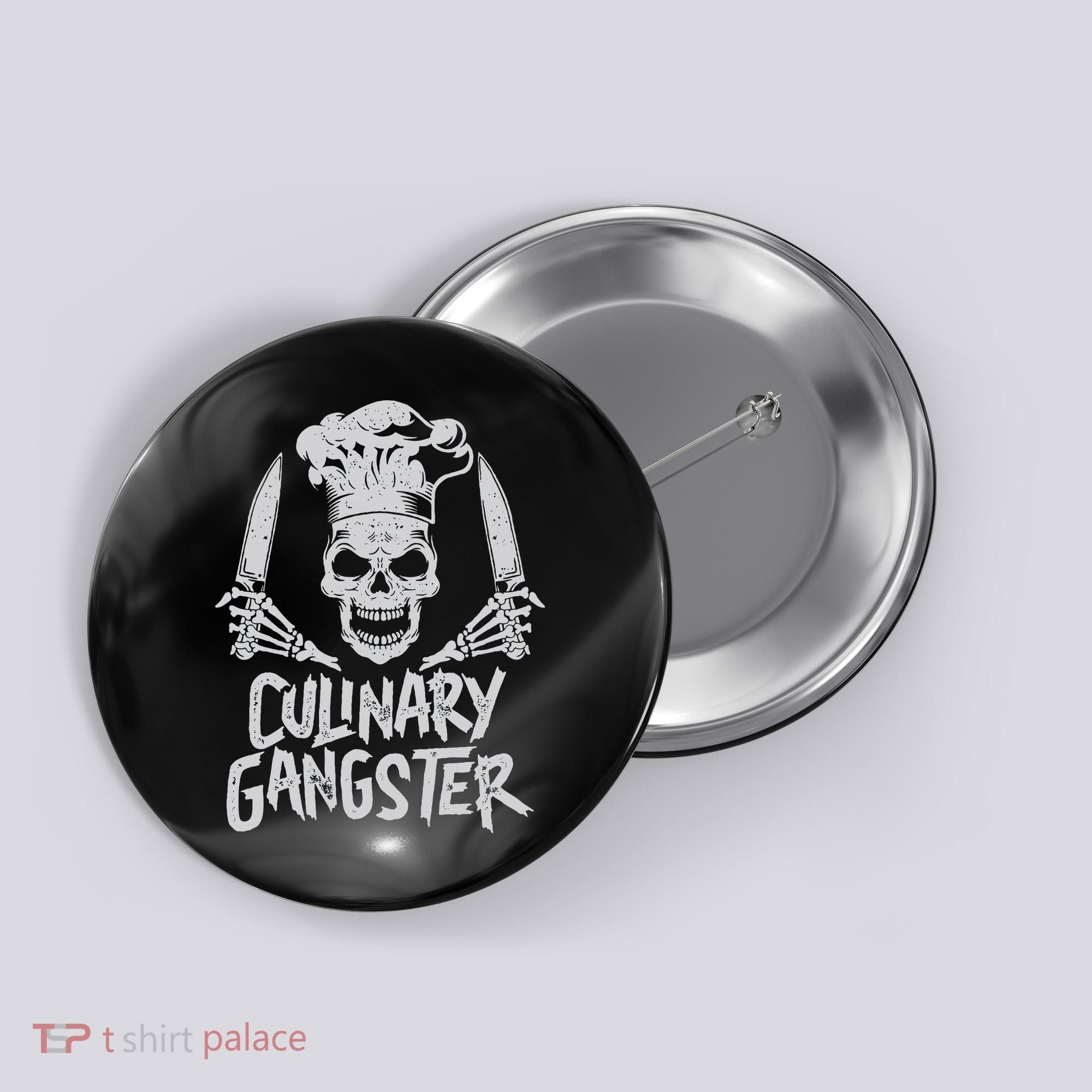 Chef Culinary Gangster Cook Skull Cooking Knife Button