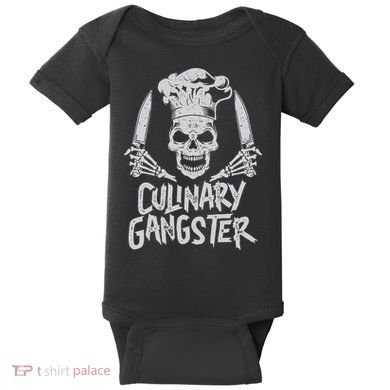 Chef Culinary Gangster Cook Skull Cooking Knife Baby Bodysuit