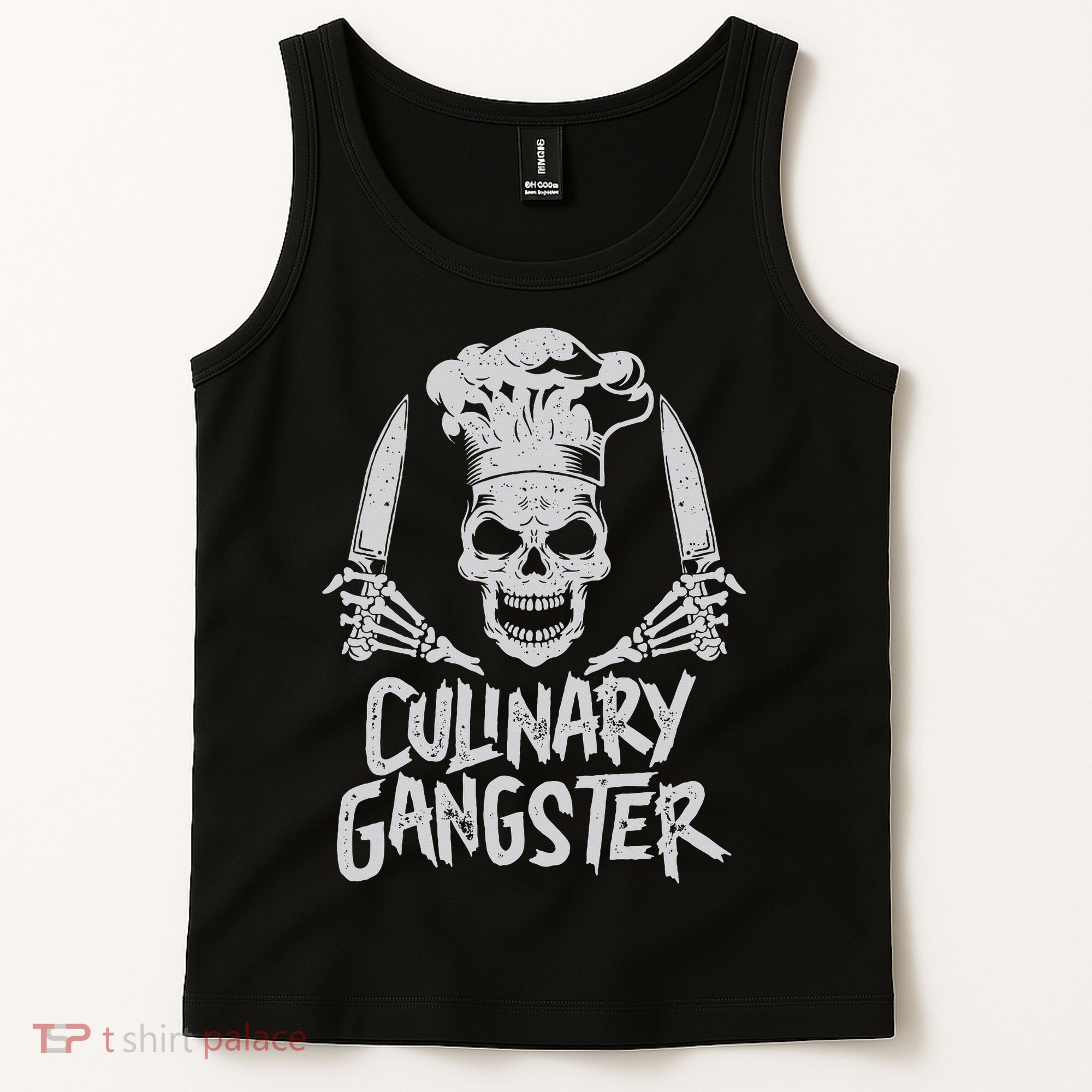 Chef Culinary Gangster Cook Skull Cooking Knife Tank Top
