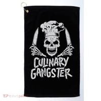Chef Culinary Gangster Cook Skull Cooking Knife Golf Towel thumb 0