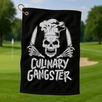 Chef Culinary Gangster Cook Skull Cooking Knife Golf Towel thumb 1