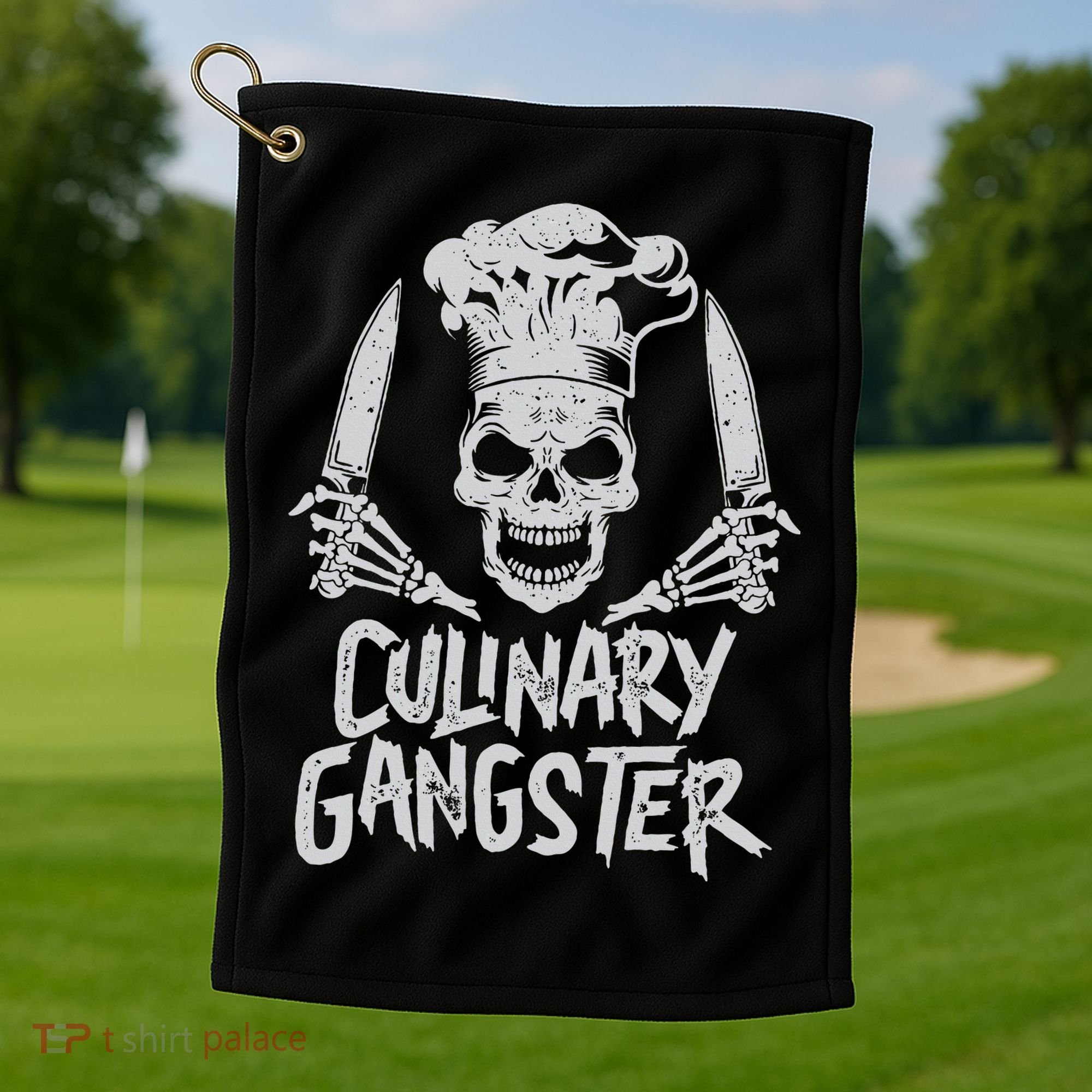 Chef Culinary Gangster Cook Skull Cooking Knife Golf Towel