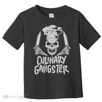 Chef Culinary Gangster Cook Skull Cooking Knife Toddler T-Shirt thumb 0