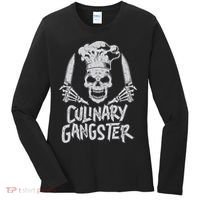 Chef Culinary Gangster Cook Skull Cooking Knife Women's Long Sleeve Shirt thumb 0