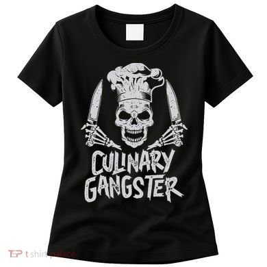 Chef Culinary Gangster Cook Skull Cooking Knife Women's T-Shirt