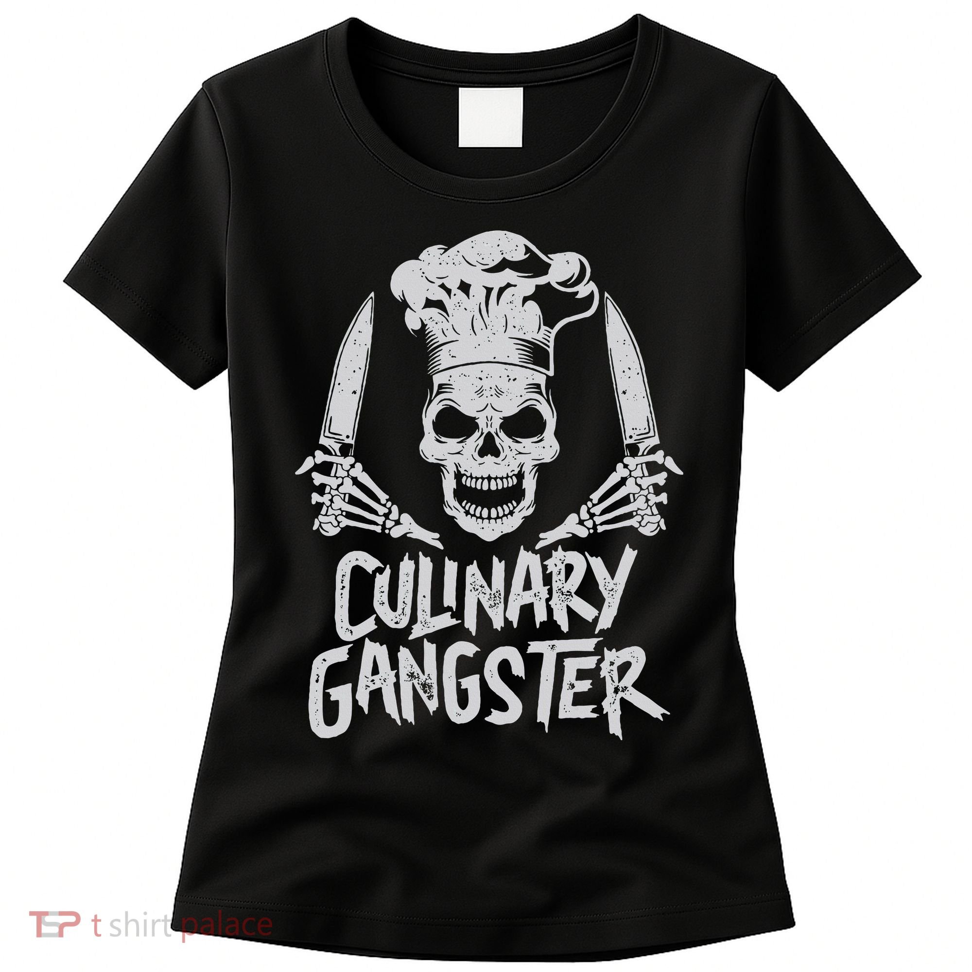 Chef Culinary Gangster Cook Skull Cooking Knife Women's T-Shirt