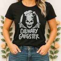 Chef Culinary Gangster Cook Skull Cooking Knife Women's T-Shirt thumb 2