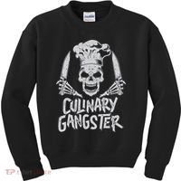 Chef Culinary Gangster Cook Skull Cooking Knife Kids Sweatshirt thumb 0