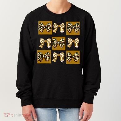 Cute Checkered Grid Leopard Coquette Bow PencilFirst Grade Women's Sweatshirt