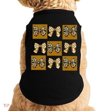 Cute Checkered Grid Leopard Coquette Bow PencilFirst Grade Doggie Tank