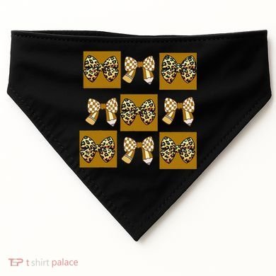 Cute Checkered Grid Leopard Coquette Bow PencilFirst Grade USA-Made Doggie Bandana