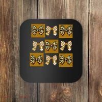 Cute Checkered Grid Leopard Coquette Bow PencilFirst Grade Coaster thumb 0
