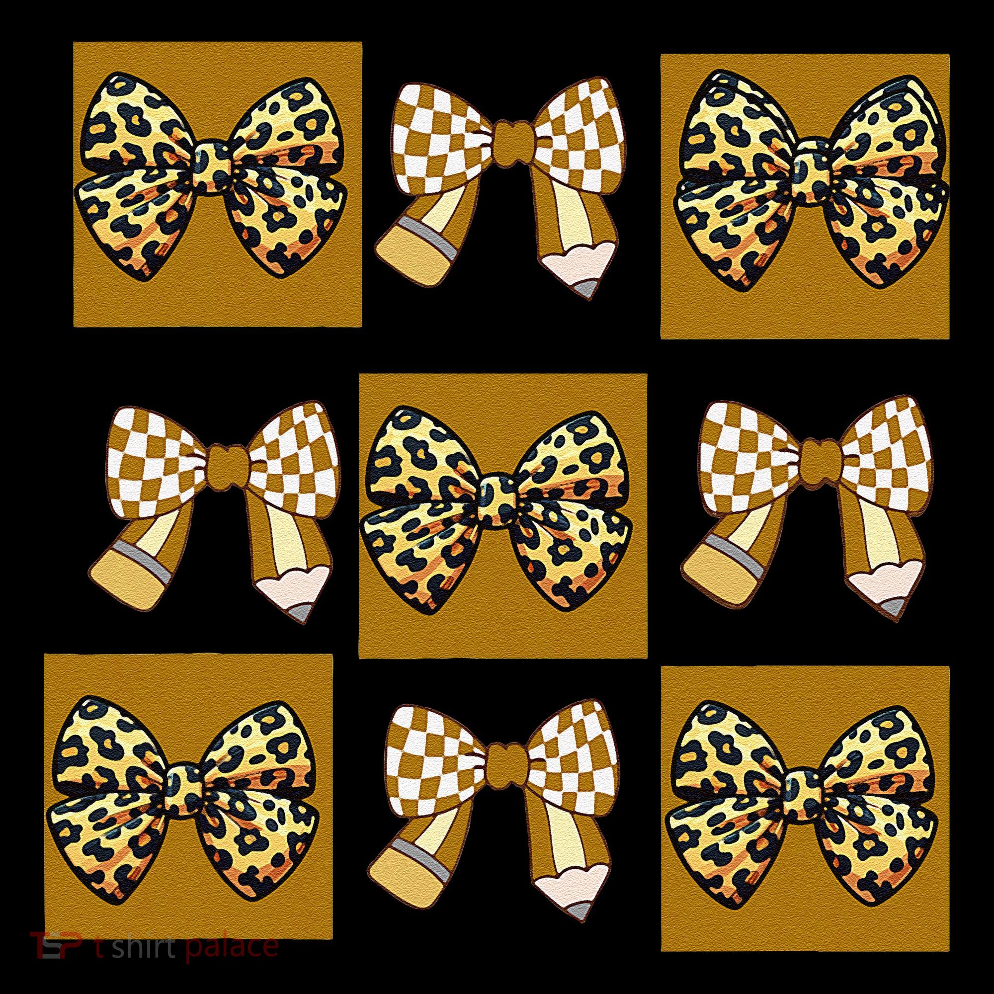 Cute Checkered Grid Leopard Coquette Bow PencilFirst Grade Baby Bodysuit
