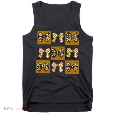 Cute Checkered Grid Leopard Coquette Bow PencilFirst Grade Tank Top