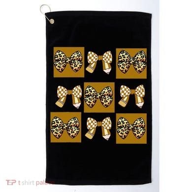 Cute Checkered Grid Leopard Coquette Bow PencilFirst Grade Golf Towel