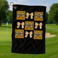 Cute Checkered Grid Leopard Coquette Bow PencilFirst Grade Golf Towel thumb 1