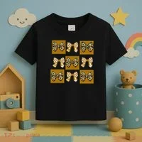 Cute Checkered Grid Leopard Coquette Bow PencilFirst Grade Toddler T-Shirt thumb 3