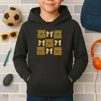 Cute Checkered Grid Leopard Coquette Bow PencilFirst Grade Kids Hoodie thumb 2