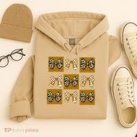 Cute Checkered Grid Leopard Coquette Bow PencilFirst Grade Hoodie thumb 4