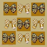 Cute Checkered Grid Leopard Coquette Bow PencilFirst Grade Long Sleeve Shirt thumb 2