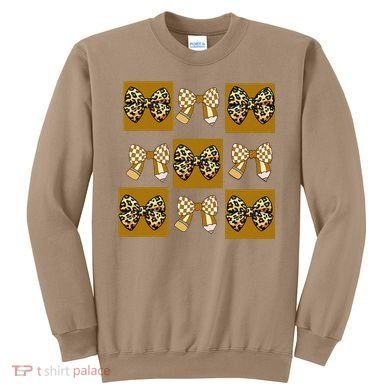 Cute Checkered Grid Leopard Coquette Bow PencilFirst Grade Sweatshirt