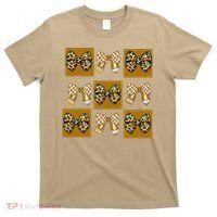 Cute Checkered Grid Leopard Coquette Bow PencilFirst Grade T-Shirt thumb 0
