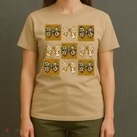 Cute Checkered Grid Leopard Coquette Bow PencilFirst Grade T-Shirt thumb 4