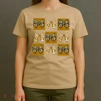 Cute Checkered Grid Leopard Coquette Bow PencilFirst Grade T-Shirt thumb 4