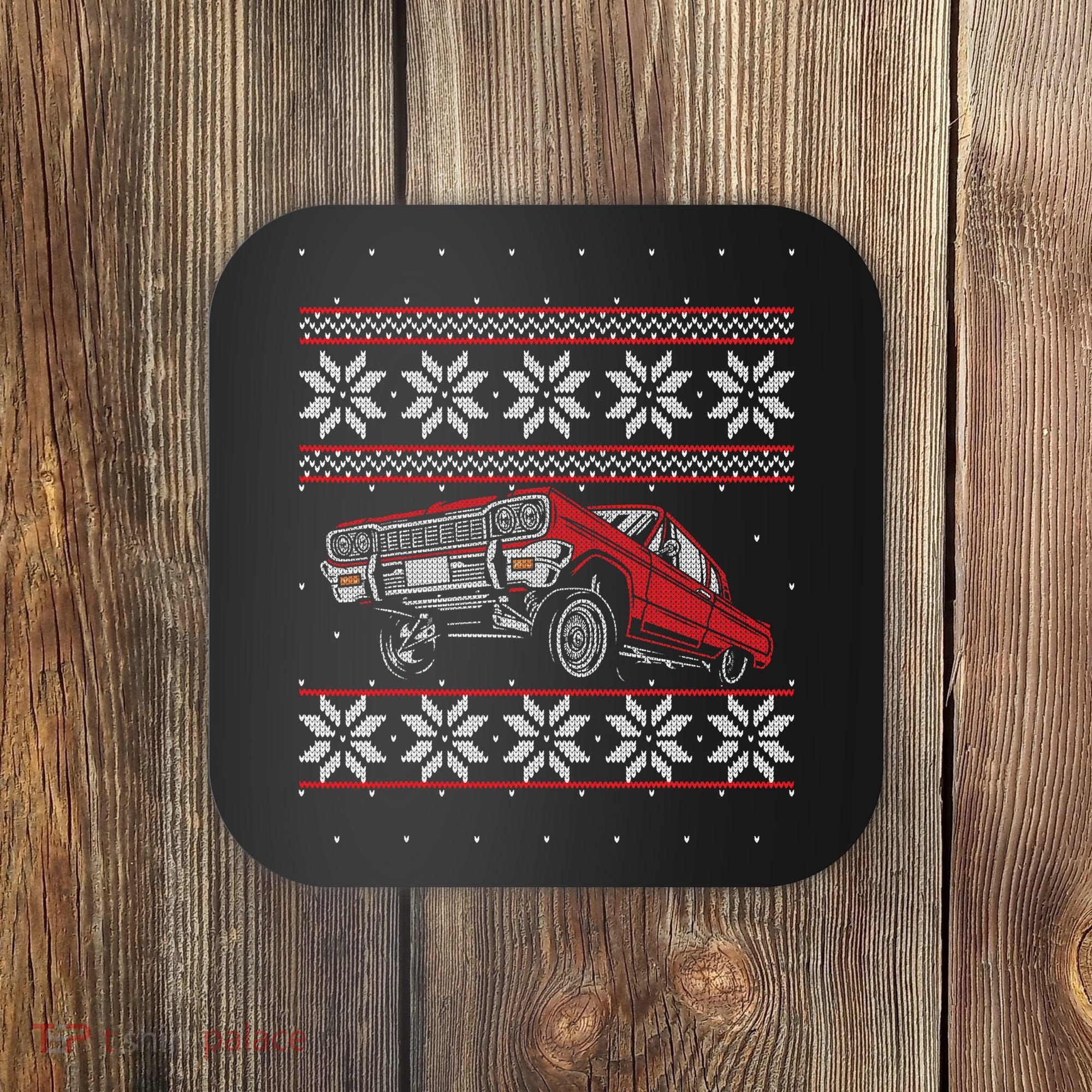Classic Car Guys Matching Ugly Christmas Old Car Enthusiasts Coaster