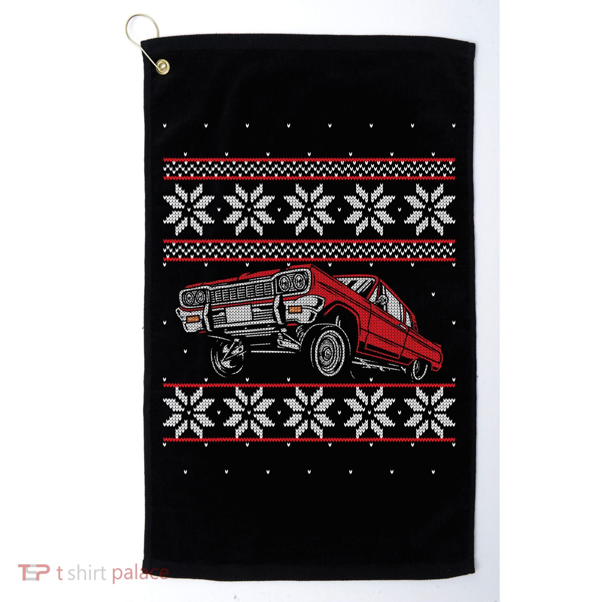 Classic Car Guys Matching Ugly Christmas Old Car Enthusiasts Golf Towel
