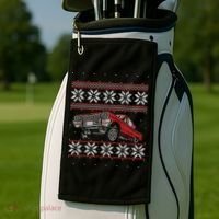 Classic Car Guys Matching Ugly Christmas Old Car Enthusiasts Golf Towel thumb 2