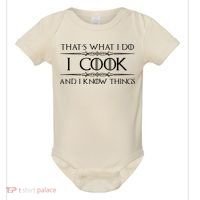 Chef Cook Gifts I Cook I Know Things Funny Cooking Baby Bodysuit thumb 0