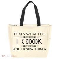 Chef Cook Gifts I Cook I Know Things Funny Cooking Tote Bag thumb 0