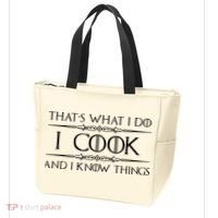Chef Cook Gifts I Cook I Know Things Funny Cooking Tote Bag thumb 3