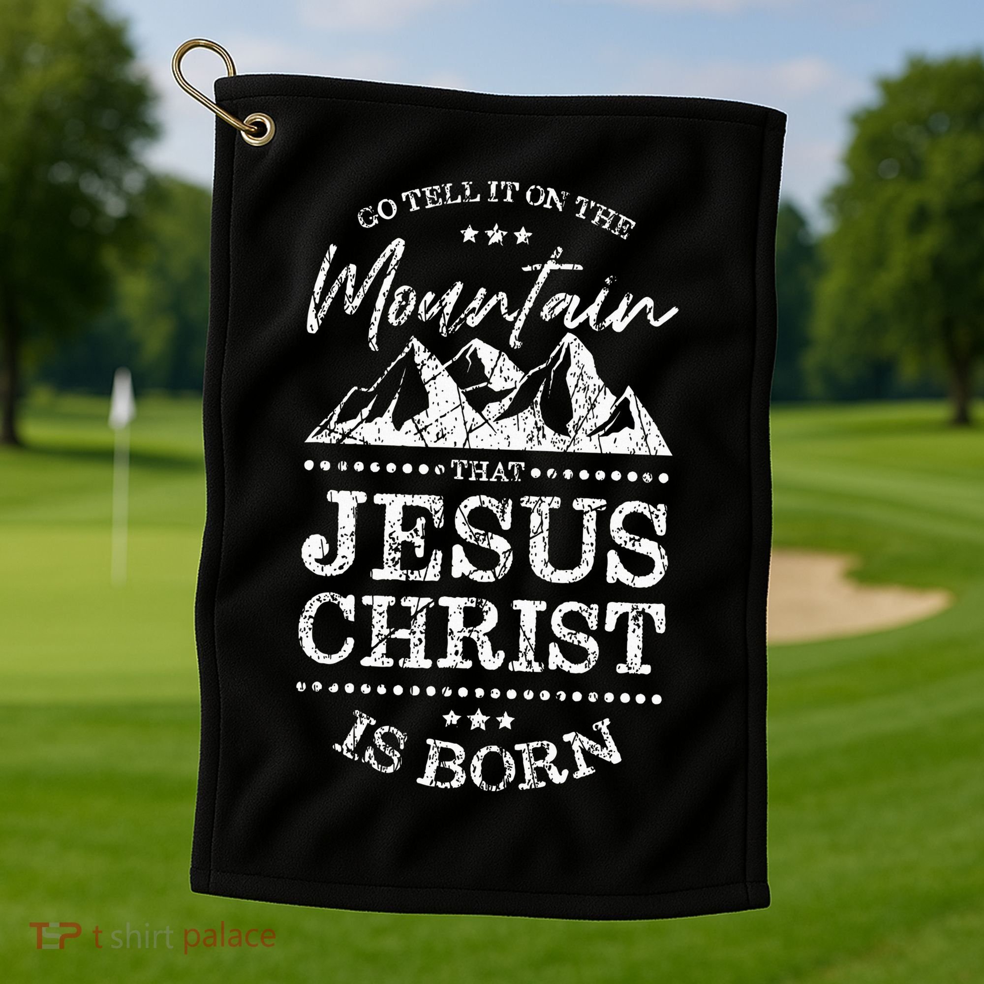Christian Christmas Graphic S Go Tell It On The Mountain Golf Towel