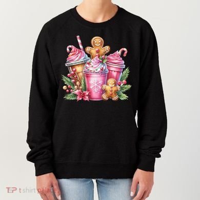 Cute Christmas Gingerbread Man Coffee Peppermint Latte Women's Sweatshirt