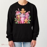 Cute Christmas Gingerbread Man Coffee Peppermint Latte Women's Sweatshirt thumb 0