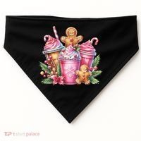 Cute Christmas Gingerbread Man Coffee Peppermint Latte USA-Made Doggie Bandana thumb 0