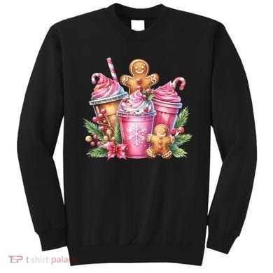 Cute Christmas Gingerbread Man Coffee Peppermint Latte Sweatshirt