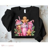 Cute Christmas Gingerbread Man Coffee Peppermint Latte Sweatshirt thumb 2
